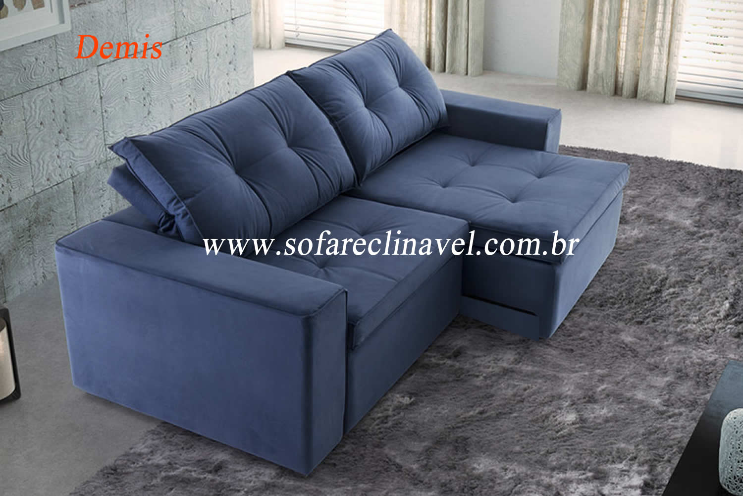 sofa retrátil azul